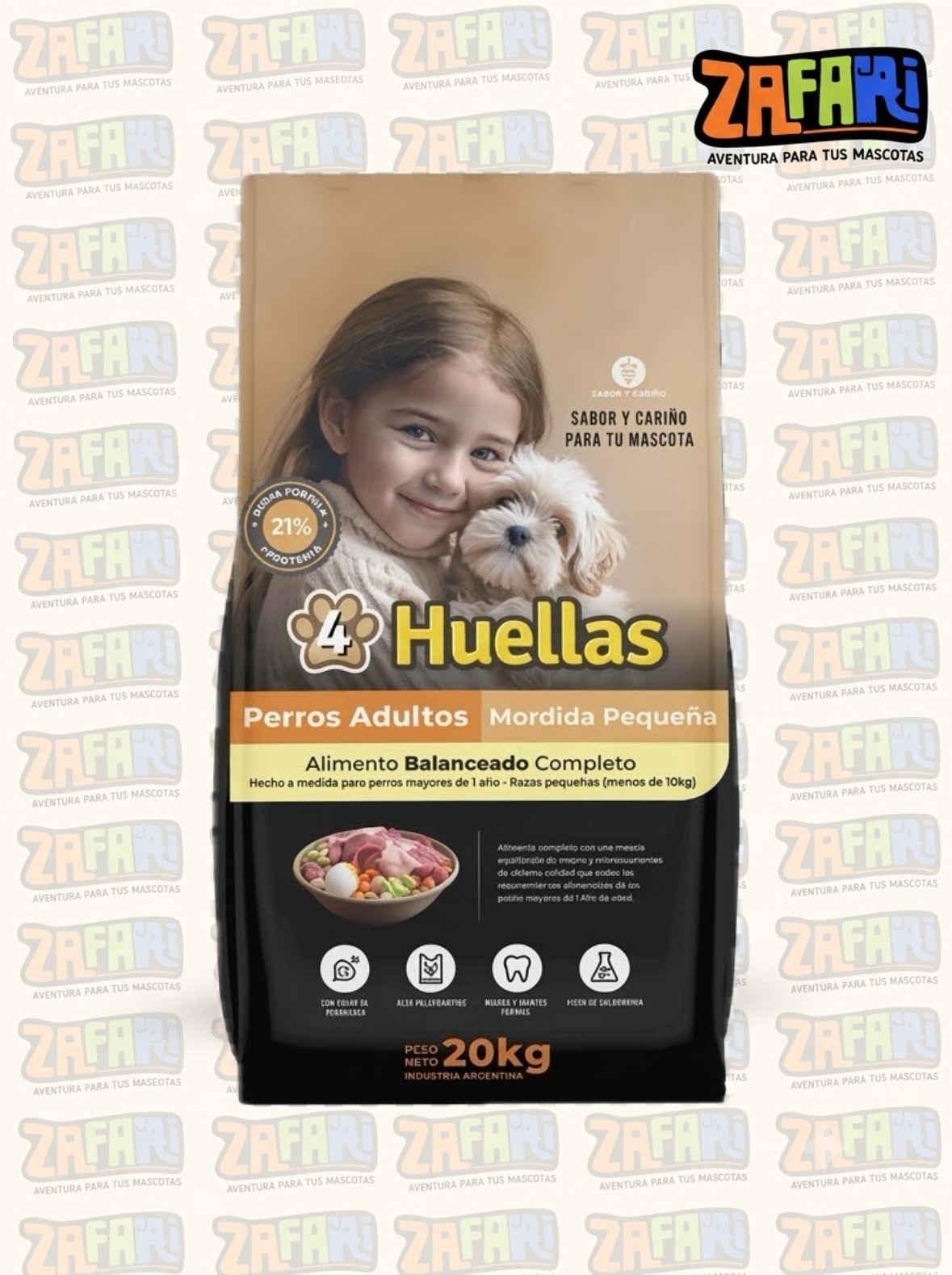 4 huellas Perro adulto mordida pequeña